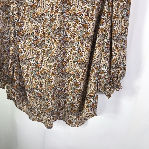 Jones & Co Paisley Blouse Women's 1X Ruffle Collar Keyhole Long Sleeve Business - Picture 5 of 12
